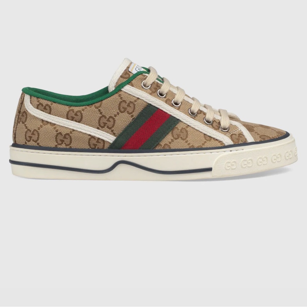 Gucci Men's Tan and Green Sneakers